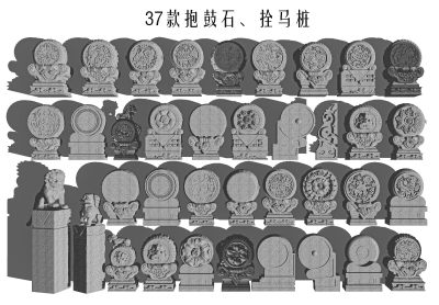 中式抱鼓石 拴马桩 石狮子 拴马柱 石雕摆件 门枕石 景观小品