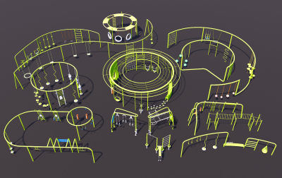 户外健身器材 运动器材组合 多功能器械 圆形多功能器材 康体健身器