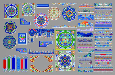 藏式花纹 民族装饰工艺品 藏式图腾 刺绣蜡染 传统元素