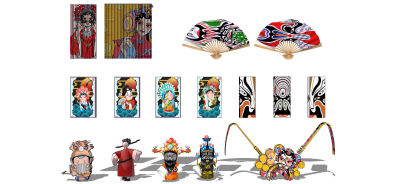 新中式京剧戏曲雕塑小品 扇子 格栅画