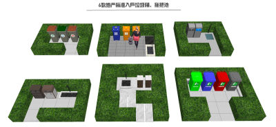 现代小区入户分类垃圾桶 拖把池