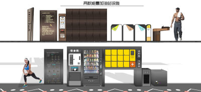 现代能量加油站 导视牌 垃圾箱 户外洗手池 售卖机 储物柜 饮水机