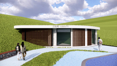 现代大地景观公共厕所 户外洗手间 公共卫生间 驿站 公厕 景观建筑