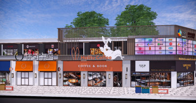 现代商业街 店铺铺面 门头招牌 店招广告牌 商店logo