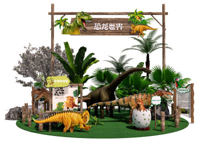 现代恐龙公园大门 科普趣味乐园 科普指示牌 恐龙营地