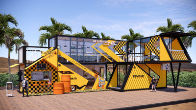 现代集装箱餐饮建筑 酒吧 奶茶店 咖啡厅 售卖亭 店铺铺面