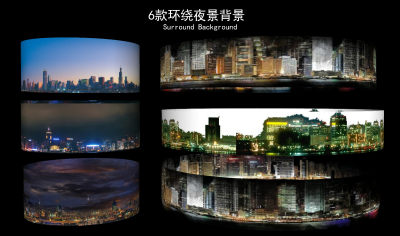 现代环绕城市夜景 城市天际线 背光夜景城市背景