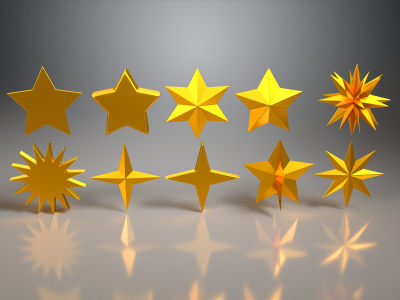 五角星 星星 五芒星 金色卡通星星 低模星星