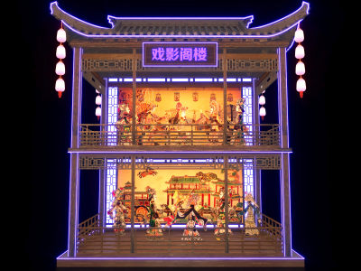 皮影打卡点 春节活动摊位 民俗文化背景樯 传统文化美陈 皮影戏民俗展台