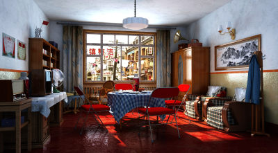 复古记忆馆展厅 老旧年代老屋 怀旧老物件家具 80后房间寝室 餐桌客厅