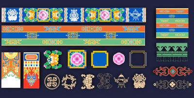 藏式花纹 民族装饰工艺品 藏式图腾 刺绣蜡染 传统元素