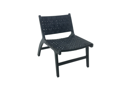 躺椅沙发椅编织马鞍革椅靠背椅子实木民宿客厅设计师休闲椅单人椅