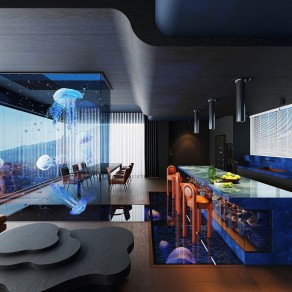 现代简约公寓厨房 客餐厅 别墅客厅