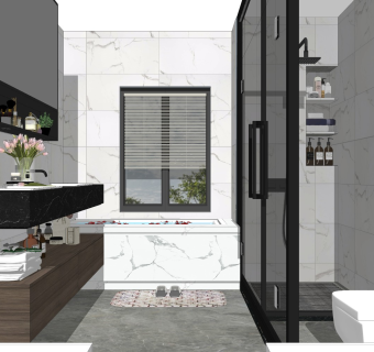 现代卫生间卫浴用品镜子摆件浴缸花洒