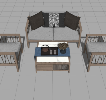 现代户外双人沙发单人沙发茶几组合