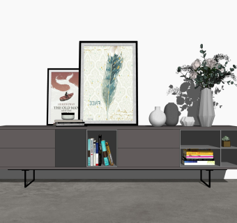 北欧电视柜现代装饰柜花瓶摆件挂画