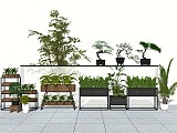 现代绿植花架盆景sketchup模型下载