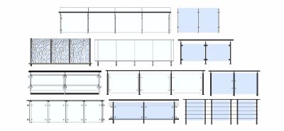 现代钢化玻璃栏杆阳台护栏su模型