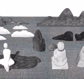 新中式风格景石石头日式景观雕塑