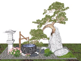 新中式风格<em>造型罗汉松树</em>盆栽景观树