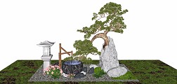 新中式风格造型罗汉松树盆栽景观树