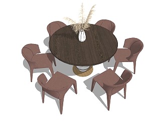 <em>现代餐桌椅</em>北欧<em>实木</em>SU模型