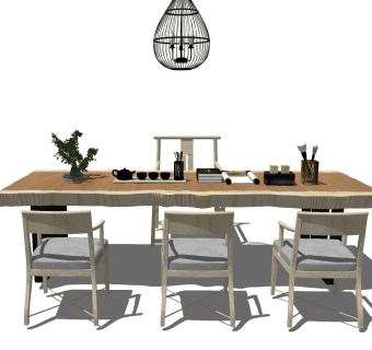 中式风格休闲桌椅 办公室茶桌 洽谈桌 根雕茶几 禅意茶桌 长桌椅