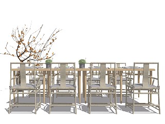 中式风格休闲桌椅 食堂饭桌 饭馆餐桌 咖啡厅桌椅 餐馆桌子 多人桌