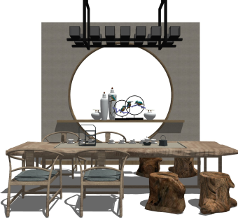 中式风格休闲桌椅 该房产台 洽谈桌 根雕茶几 禅意茶桌 长桌椅