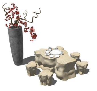 中式风格休闲桌椅 根雕茶桌 木头茶台 实木茶几 异形茶桌 禅意茶几