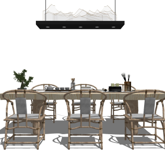 中式风格休闲桌椅 功夫茶台 洽谈桌 禅意茶桌 长桌椅 书法桌