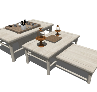 中式风格休闲桌椅 实木茶台 功夫茶几 禅意茶桌 长桌椅 茶艺桌椅