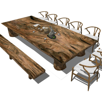 中式风格休闲桌椅 实木茶台 功夫茶几 禅意茶桌 长桌椅 茶艺桌椅