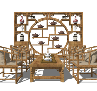 中式风格休闲桌椅 实木茶台 功夫茶几 禅意茶桌 长桌椅 茶艺桌椅