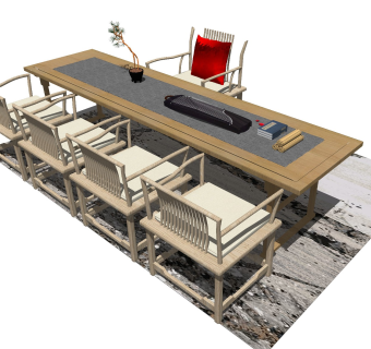 中式风格休闲桌椅 实木茶台 功夫茶几 禅意茶桌 长桌椅 茶艺桌椅