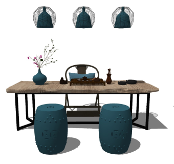 中式风格休闲桌椅 实木茶台 功夫茶几 禅意茶桌 长桌椅 茶艺桌椅