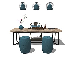 中式风格休闲桌椅 实木茶台 功夫茶几 禅意茶桌 长桌椅 茶艺桌椅