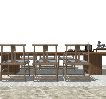 中式风格休闲桌椅 实木茶台 功夫茶几 禅意茶桌 长桌椅 茶艺桌椅