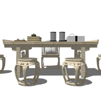中式风格休闲桌椅 实木茶台 功夫茶几 禅意茶桌 长桌椅 茶艺桌椅
