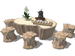 中式风格休闲桌椅 根雕茶桌 木头茶台 实木茶几 异形茶桌 禅意茶几