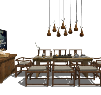 中式风格休闲桌椅 实木茶台 功夫茶几 禅意茶桌 长桌椅 茶艺桌椅