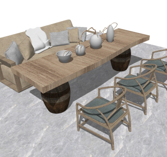 中式风格休闲桌椅 功夫茶台 洽谈桌 禅意茶桌 长桌椅 沙发茶桌