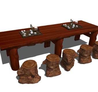 中式风格休闲桌椅 实木茶台 功夫茶几 禅意茶桌 木头椅 茶艺桌椅