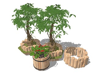 中式风格盆栽 装饰盆景 办公室盆栽 植物装饰 发财树 花坛装饰绿植