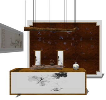 中式风格前台 前台背景墙 餐厅收银台 酒店服务台 接待台 logo墙