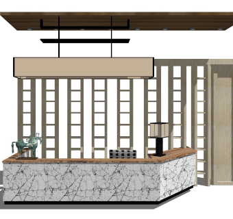 中式风格前台 前台背景墙 餐厅收银台 酒店服务台 接待台 logo墙