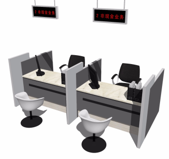 现代风格办公桌椅接待台服务台员工办公桌工作台