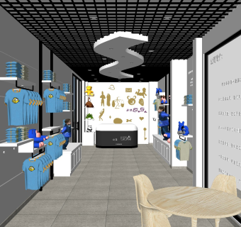 现代风格服装箱包店 童装店橱窗 儿童服装店 服装展厅