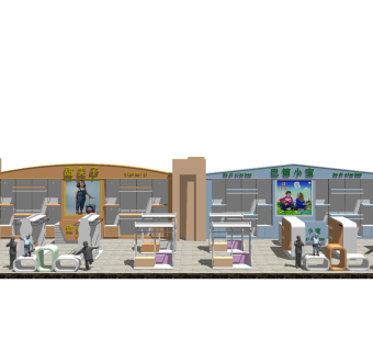 现代风格服装箱包店 童装店橱窗 儿童服装店 服装展厅