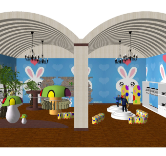 北欧风格服装箱包店 童装店橱窗 儿童服装店 服装展厅 服装店门头门面